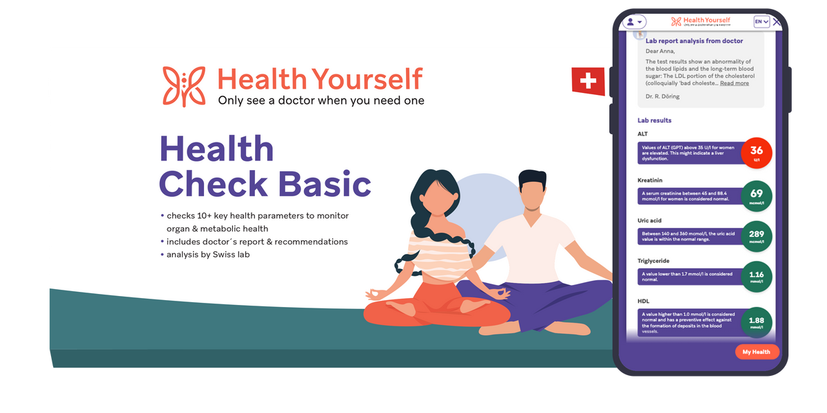 Health Check Basic I Annual health check from home I Incl. lab result analysis by a Swiss doctor